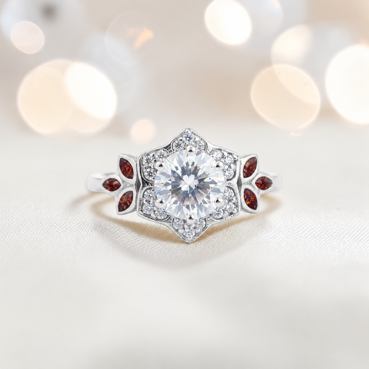 Keepsake Memorial Silver Ladies Vintage Ashes Ring - Olivia