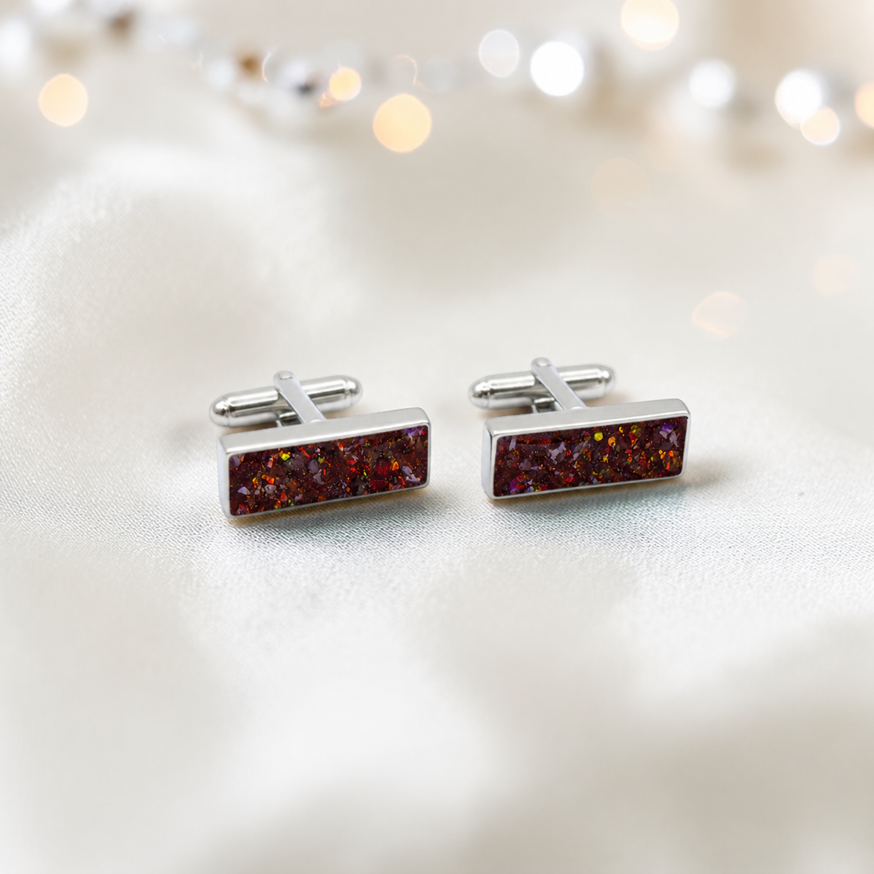 Copper mocha Pillar sterling silver memorial ashes cufflinks, handcrafted in Lancashire UK