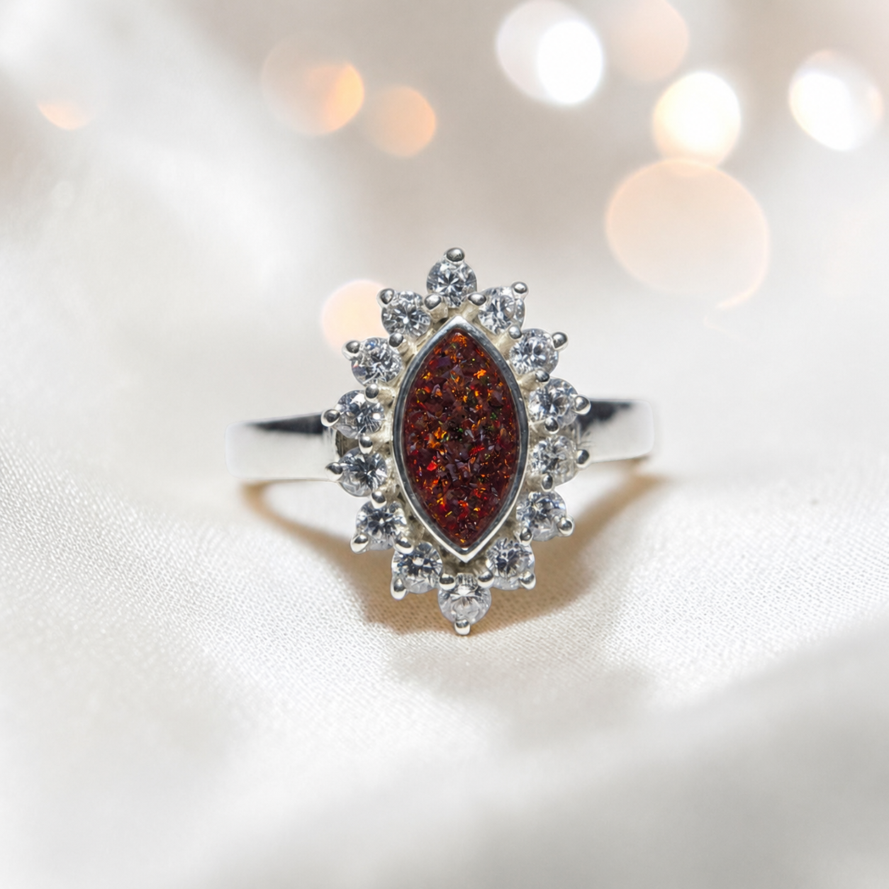 Keepsake Memorial Silver Princess Ashes Ring in Copper Mocha - Handcrafted in the UK