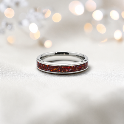 Copper mocha Ridge unisex stainless steel channel memorial ring, handcrafted in Lancashire UK by Keepsake Memorial Jewellery