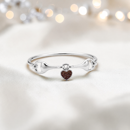 Silver Rocket snaffle bit ashes bangle in copper mocha,  handcrafted in Lancashire UK - by Keepsake Memorial Jewellery