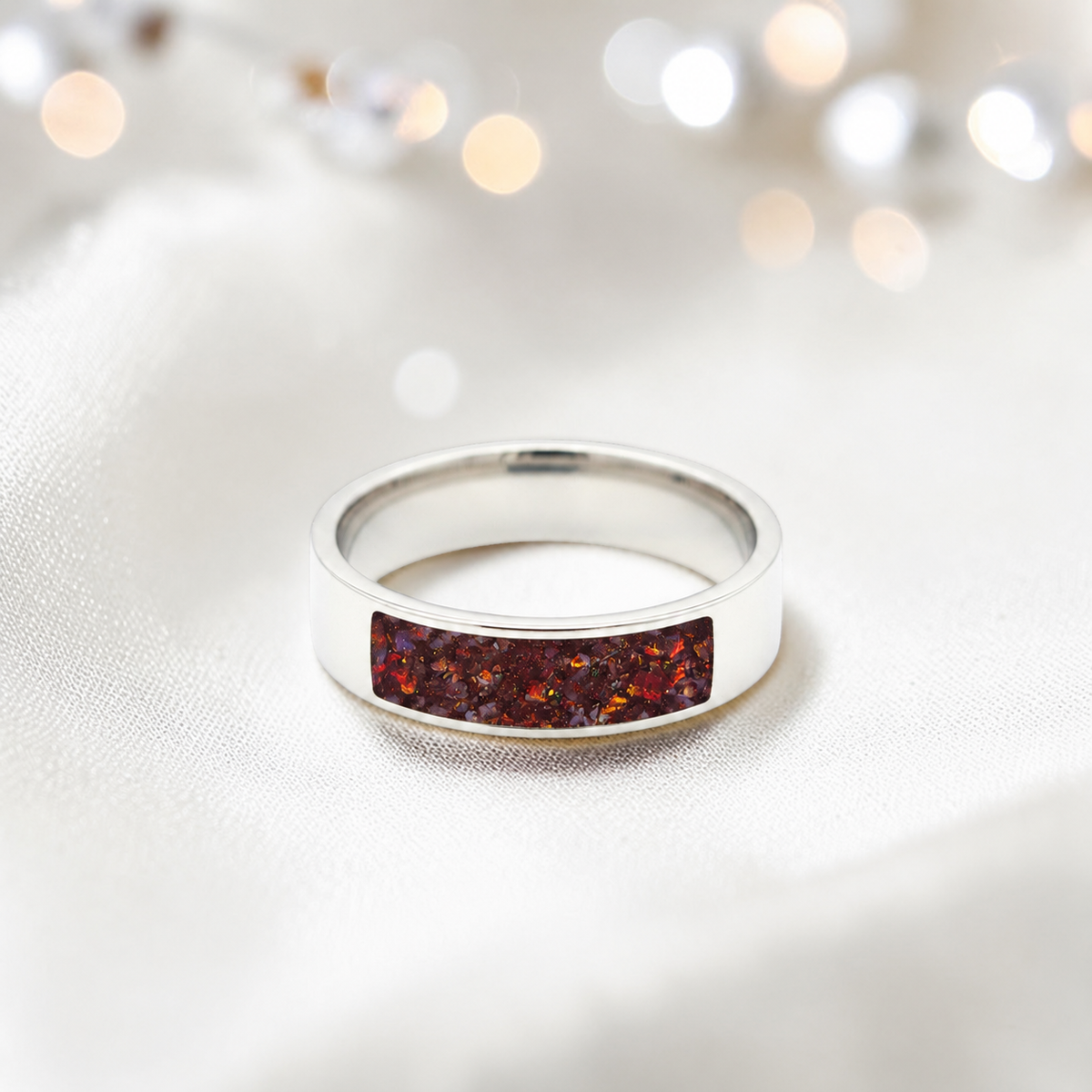 Copper mocha Solace men's sterling silver ring, handcrafted in Lancashire UK by Keepsake Memorial Jewellery