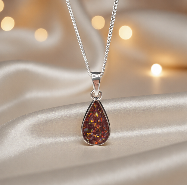 Keepsake Memorial Silver Ladies Teardrop Shape Ashes Pendant - Vega