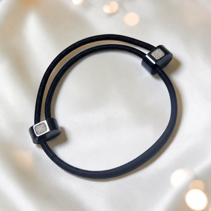 Natural ash Atlas men's stainless steel and cord memorial bracelet , handcrafted in Lancashire UK by Keepsake Memorial Jewellery