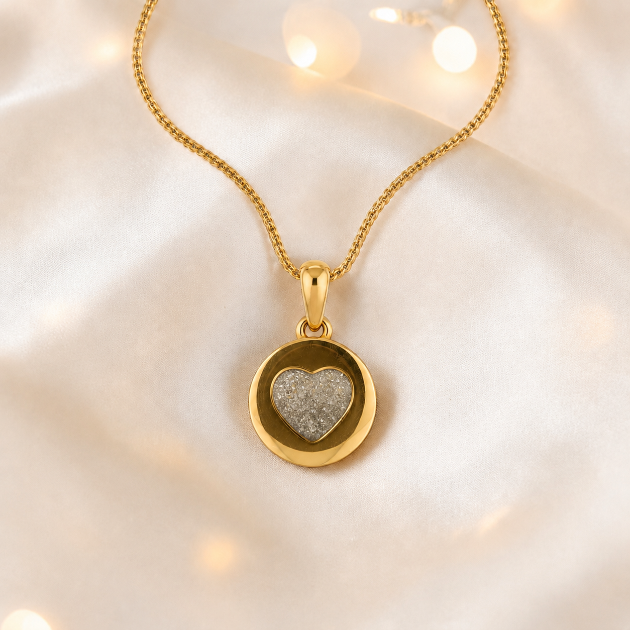 Natural Ash Dainty Heart 9ct gold pendant, handcrafted in Lancashire UK – by Keepsake Memorial Jewellery