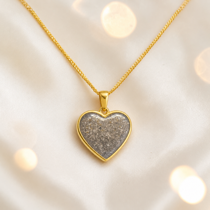 Natural Ash Golden heart 9ct gold pendant, handcrafted in Lancashire UK – by Keepsake Memorial Jewellery