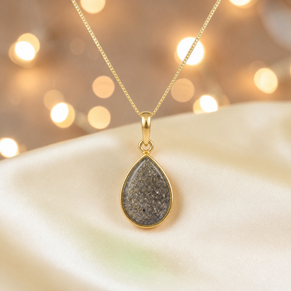 Natural ash Golden Whisper 9ct gold pendant, handcrafted in Lancashire UK – by Keepsake Memorial Jewellery
