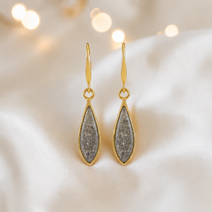 Natural Ash Luz 9ct gold tear drop earrings, handcrafted in Lancashire, UK – by Keepsake Memorial Jewellery