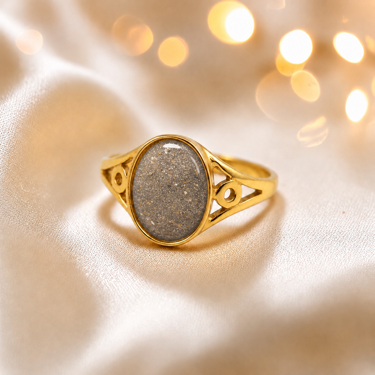 Natutral Ash Margot 9ct gold signet memorial ring, handcrafted in Lancashire, UK – by Keepsake Memorial Jewellery