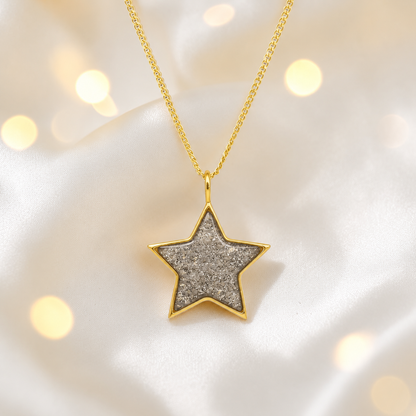 Natural Ash Merak Star 9ct gold pendant, handcrafted in Lancashire UK – by Keepsake Memorial Jewellery