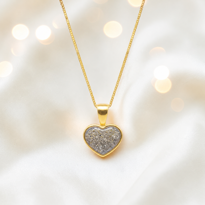 Natural ash Treasured  heart 9ct gold pendant, handcrafted in Lancashire UK – by Keepsake Memorial Jewellery