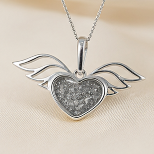 Keepsake Memorial Silver Ladies Winged Heart Ashes Pendant - Sirius