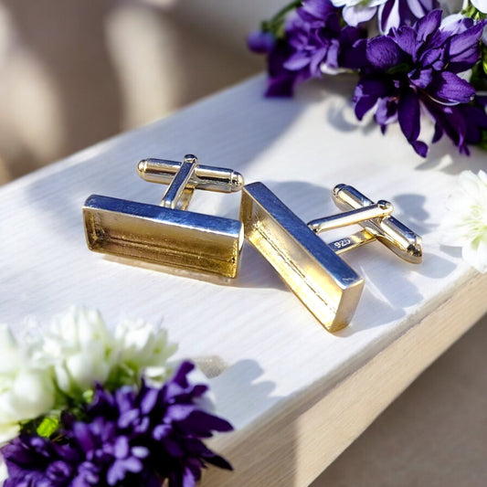 Oblong Solid 925 Silver Cufflinks