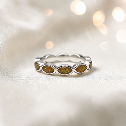 Keepsake Memorial Silver Amara Ashes Ring in Gold Olive - Handcrafted in the UK
