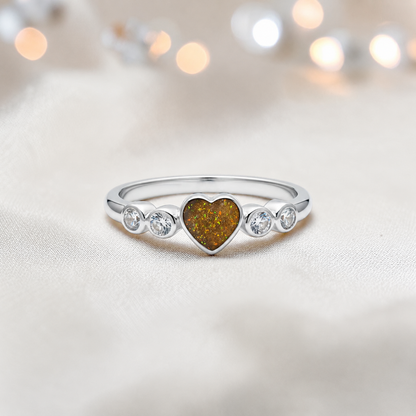Keepsake Memorial Silver Auralia Ashes Ring in Gold Olive  - Handcrafted in the UK