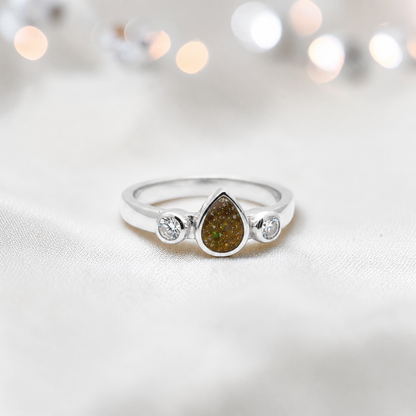 Keepsake Memorial Silver Cassiel Ashes Ring in gold olive - Handcrafted in the UK