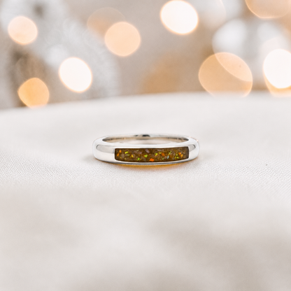 Keepsake Memorial Iris wishbone ashes ring in gold olive , handcrafted in Lancashire 