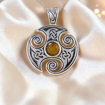 Gold Olive Keepsake Memorial Silver Viking Ashes Pendant in sterling silver 925, 32mm x 24mm