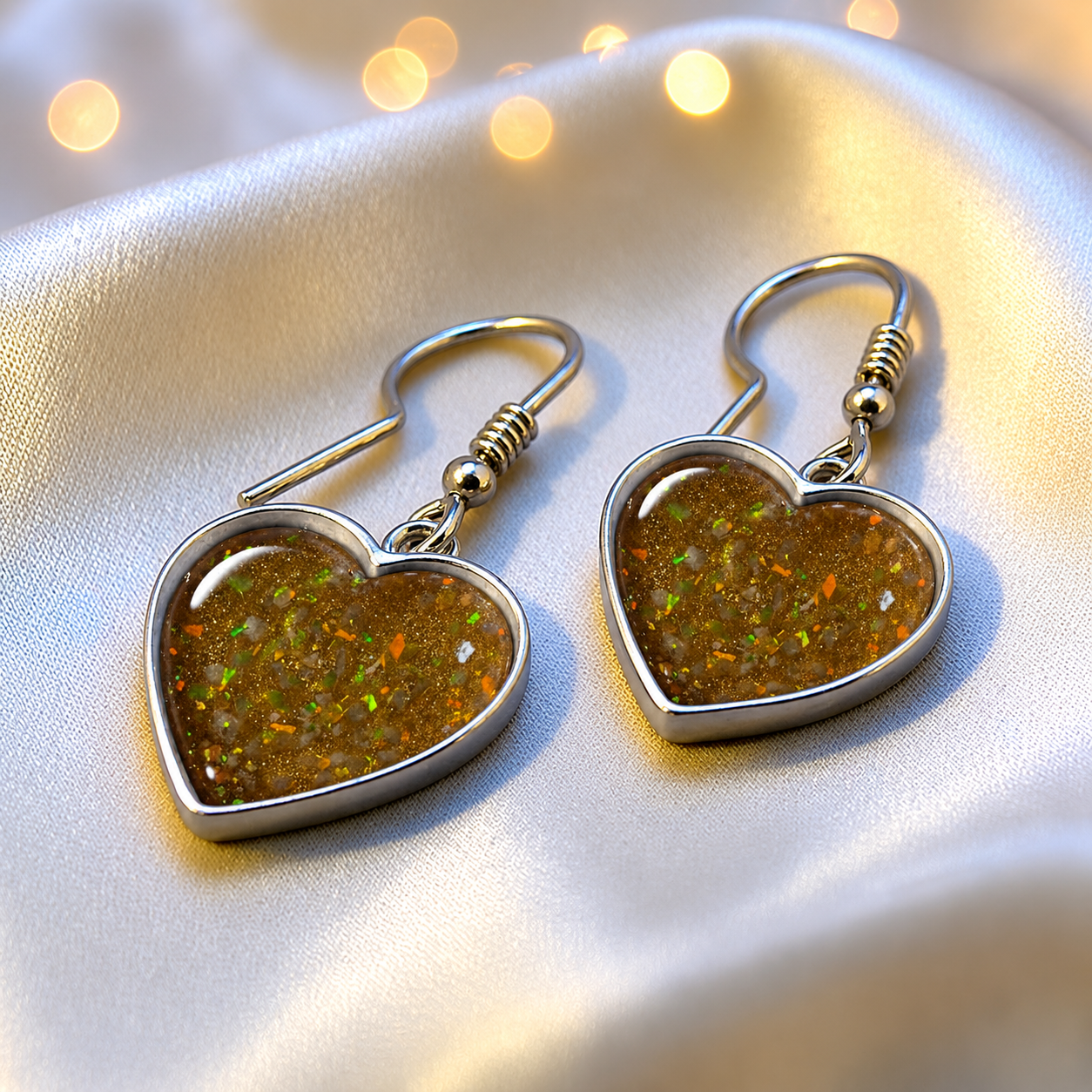 Keepsake Memorial Silver Ladies Heart Ashes Earrings - Whispers Of Love