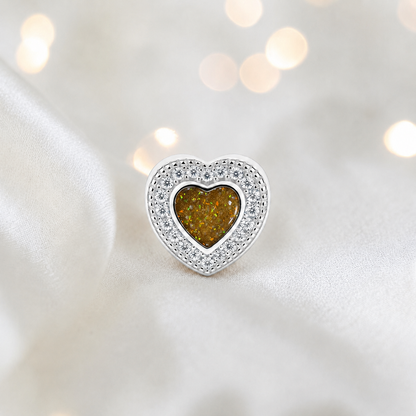 Gold olive sterling silver whispers of love  ashes memorial charm, handcrafted in Lancashire by keepsake memorial