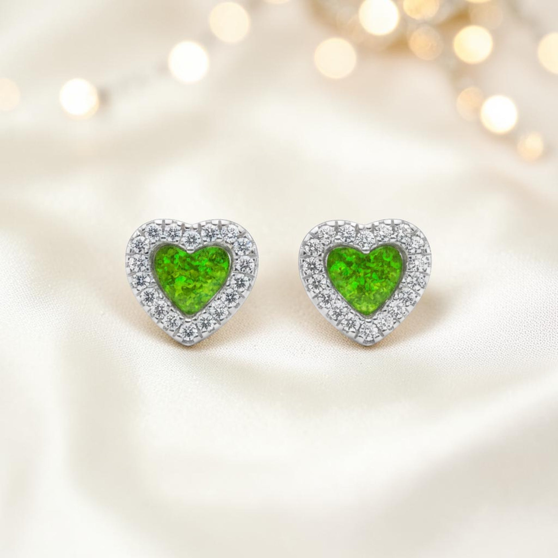 Keepsake Memorial, Opal Dawn Ashes Earrings, handcrafted in Lancshire UK
