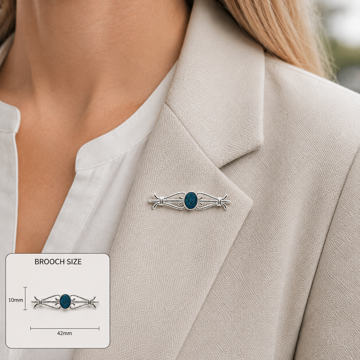 Ophelia brooch - sterling silver ashes memorial brooch with hair inclusion, handcrafted in Lancashire UK - by Keepsake Memorial Jewellery