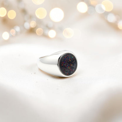oval ashes memorial signet ring, handcrafted in Lancashire, UK