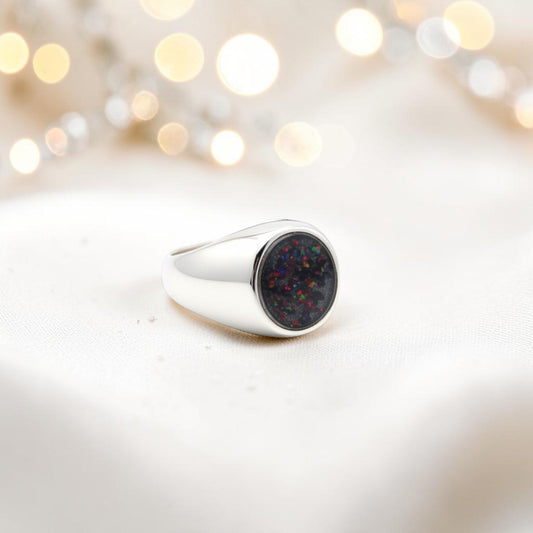 oval ashes memorial signet ring, handcrafted in Lancashire, UK
