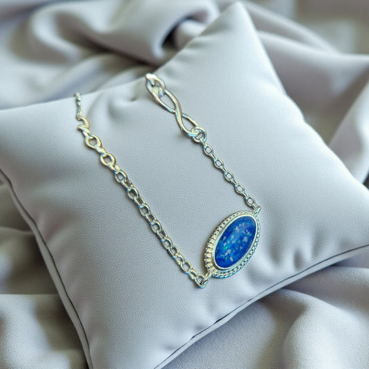 Silver oval infinity memorial jewellery, handcrafted in Lancashire, UK