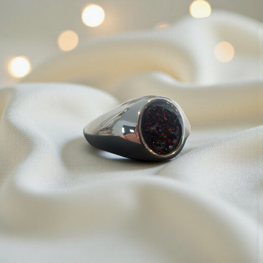 oval ashes memorial signet ring, handcrafted in lancashire, uk