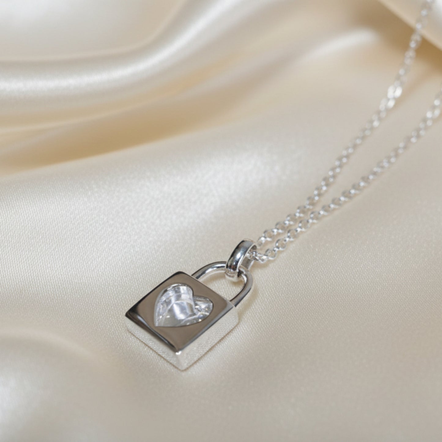Keepsake Memorial Silver Ladies Padlock Heart Ashes Pendant - Mara