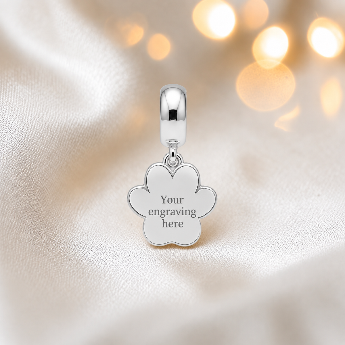 Engraved Whiskers dangle paw ashes charm handcrafted in Lancashire UK - by Keepsake Memorial Jewellery 
