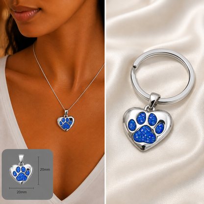 Milo paw keyring ashes charm, in royal blue, handcrafted in Lancashire UK - by Keepsake Memorial Jewellery