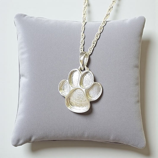 Solid 925 Silver Dog Paw shaped Pendant