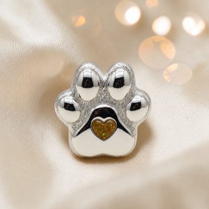 Pawprint of love, Stainless steel paw print ashes ornament in gold olive, handcrafted in Lancashire, UK - by Keepsake Memorial Jewellery