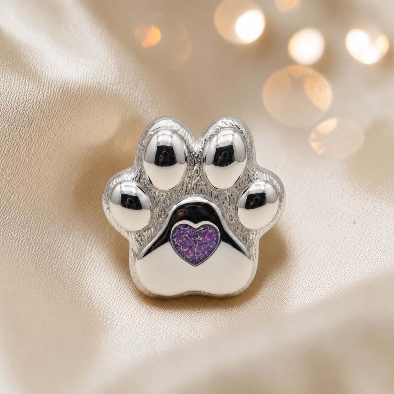 Pawprint of love, Stainless steel paw print ashes ornament in rose pink, handcrafted in Lancashire, UK - by Keepsake Memorial Jewellery