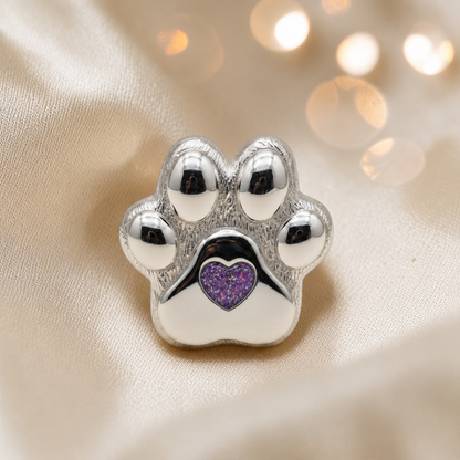Pawprint of love, Stainless steel paw print ashes ornament in rose pink, handcrafted in Lancashire, UK - by Keepsake Memorial Jewellery