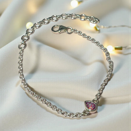 The Haven Bracelet — silver pear ashes memorial belcher bracelet, handcrafted in Lancashire, UK
