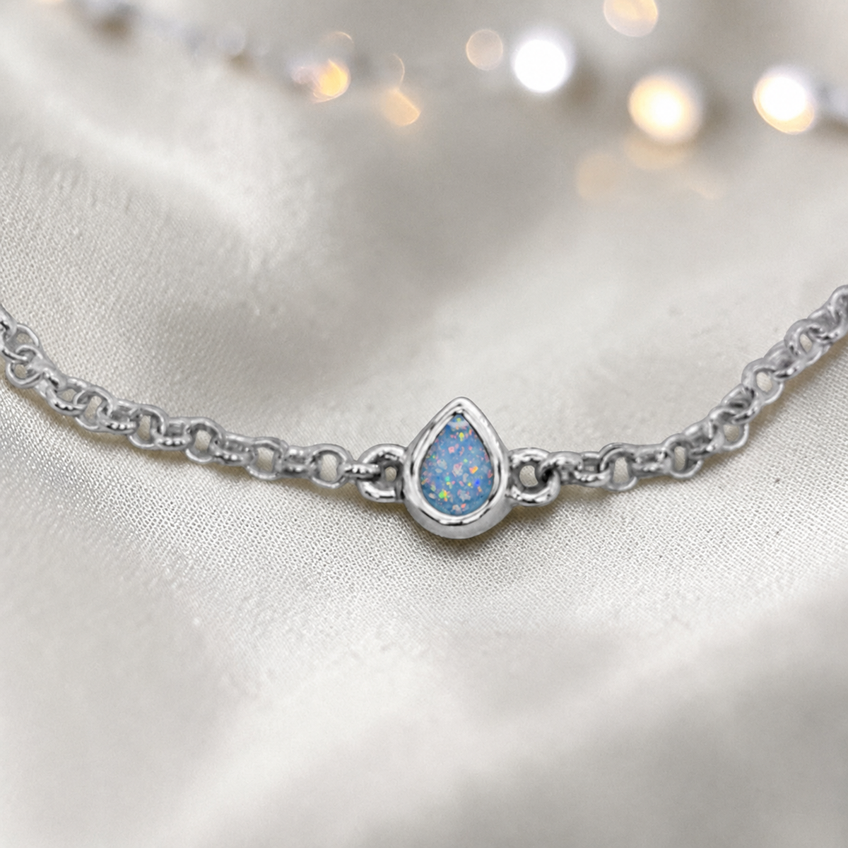 The Haven Bracelet — silver pear ashes memorial belcher bracelet, handcrafted in Lancashire, UK
