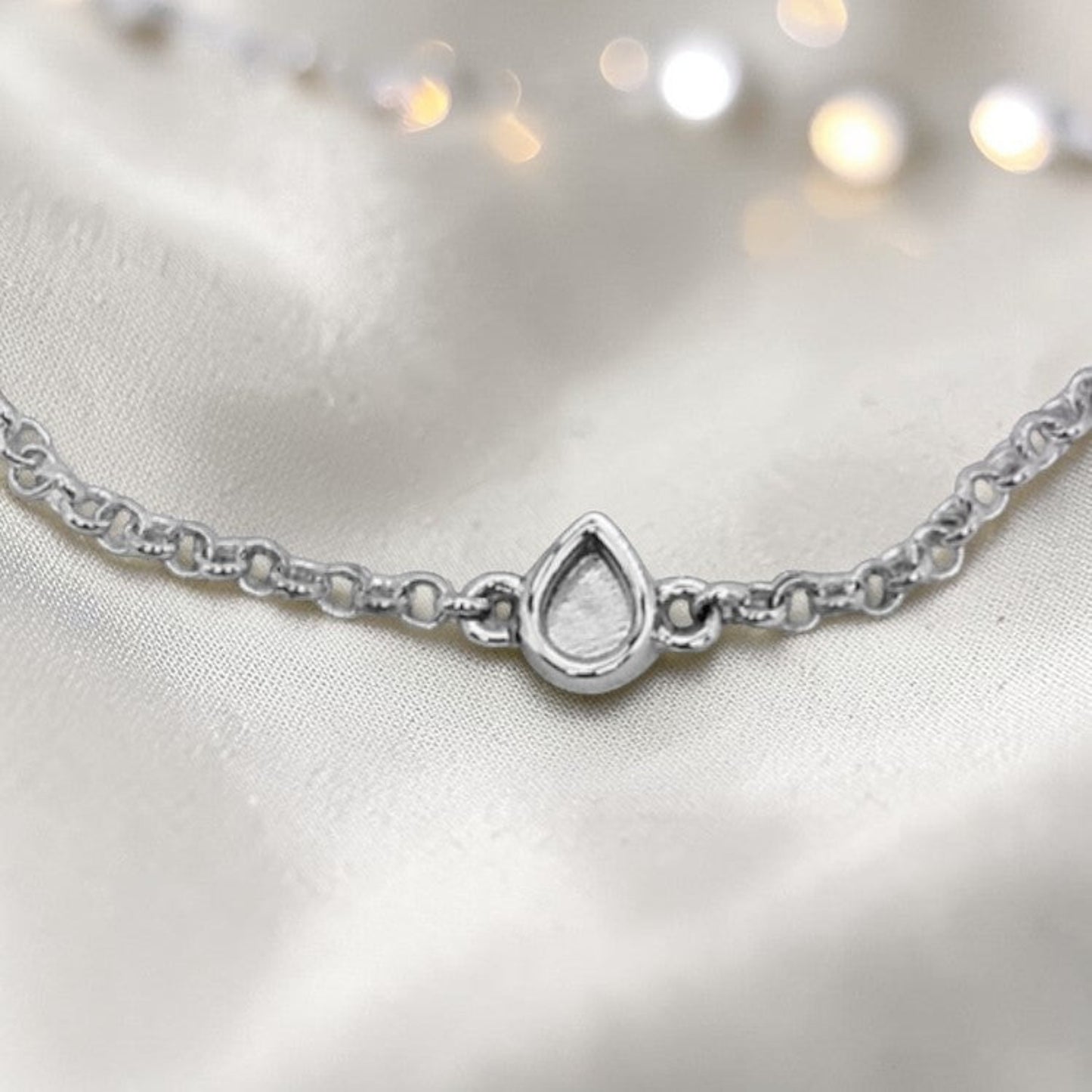 The Haven Bracelet — silver pear ashes memorial belcher bracelet, handcrafted in Lancashire, UK