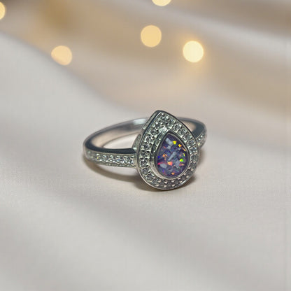 Eternal Light Ring — silver pear and CZ ashes memorial ring, handcrafted in Lancashire, UK