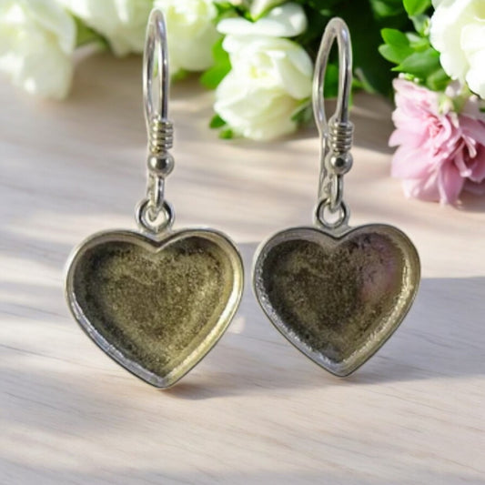 Stunning Solid 925 Silver Heart Drop Earrings