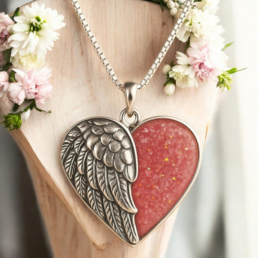 Winged Angel Heart Pendant Solid 925 Silver