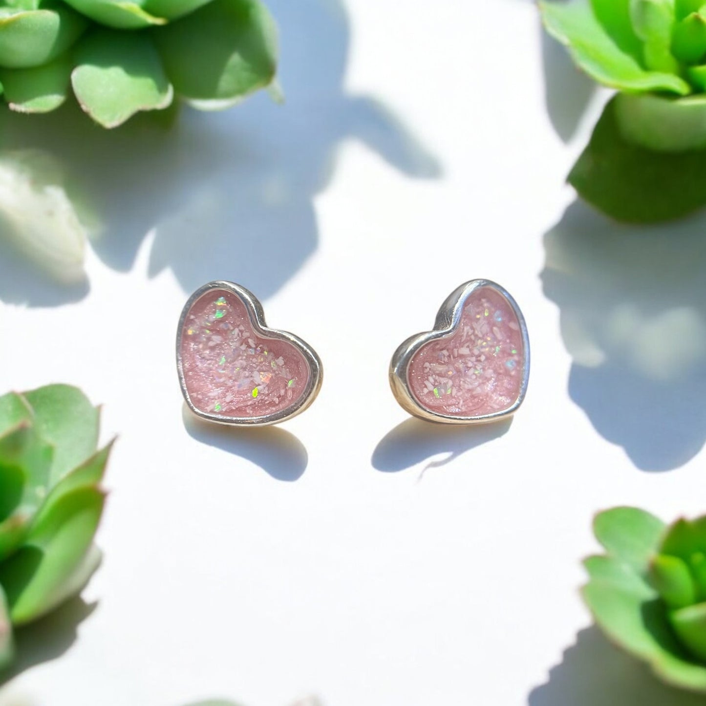 Solid 925 Silver Heart Stud Earrings