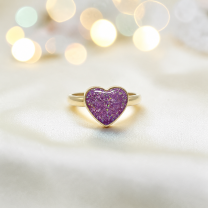 Rose Pink 9ct gold heart memorial ring, Juliette, handcrafted in Lancashire, UK – by Keepsake Memorial Jewellery