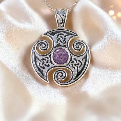 Pink Keepsake Memorial Silver Viking Ashes Pendant in sterling silver 925, 32mm x 24mm