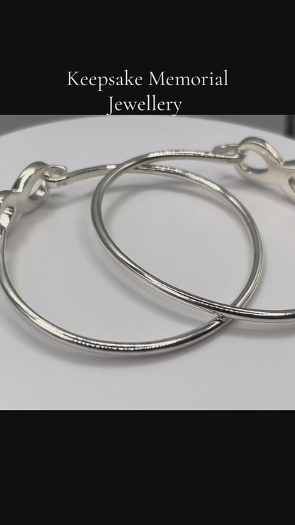 Lunara Bangle — silver infinity ashes memorial bangle, shown in video, handcrafted in Lancashire, UK - by Keepsake Memorial Jewellery