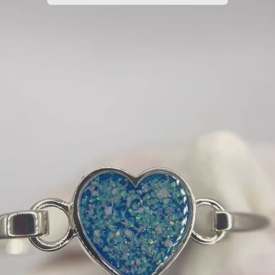 Nyx Bangle — silver heart shaped ashes memorial bangle, handcrafted in Lancashire, UK - by Keepsake Memorial Jewellery