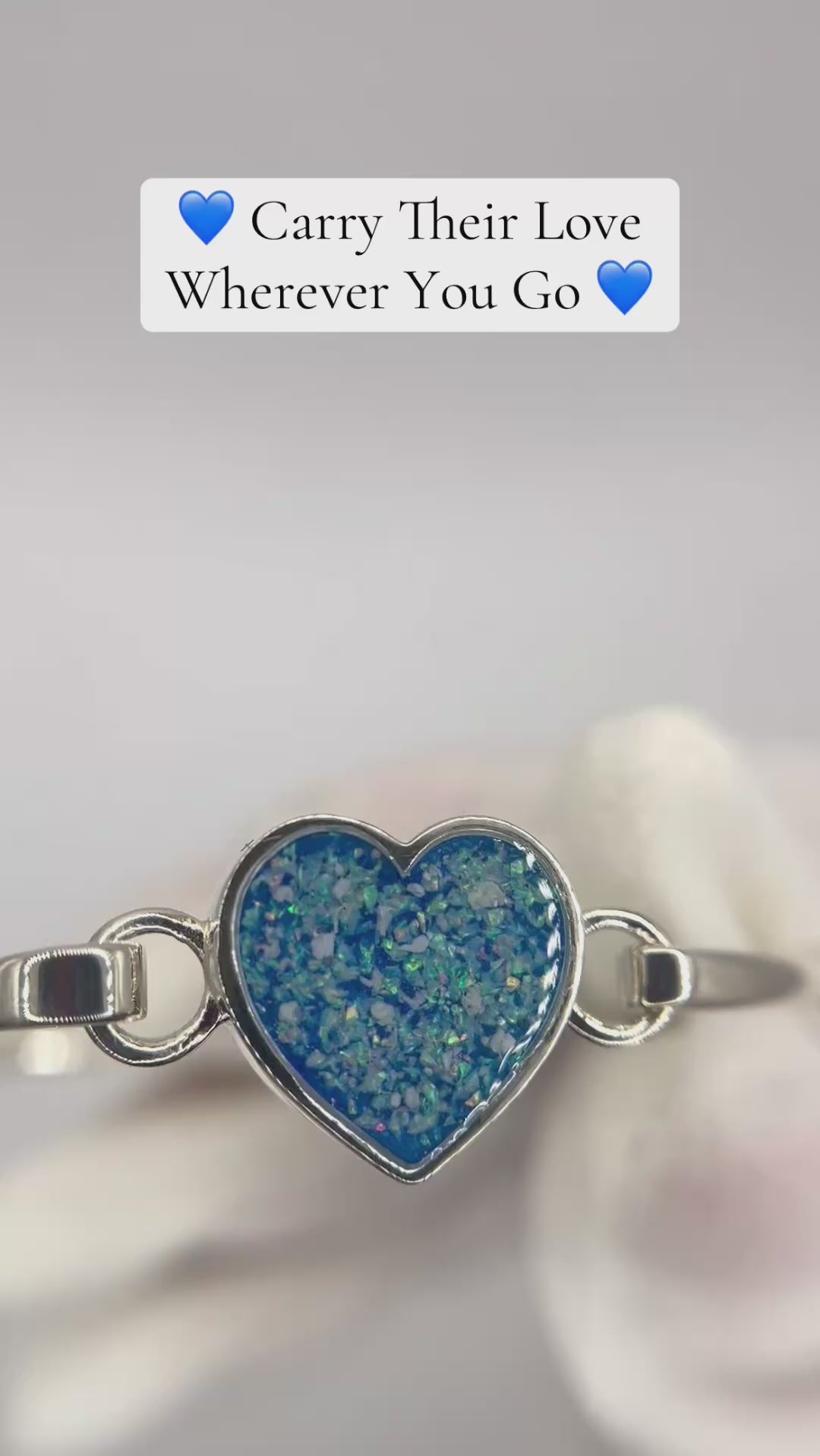 Nyx Bangle — silver heart shaped ashes memorial bangle, handcrafted in Lancashire, UK - by Keepsake Memorial Jewellery