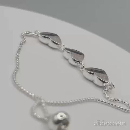 Orion Bracelet — silver three heart hair memorial bracelet video, handcrafted in Lancashire, UK - by Keepsake Memorial Jewellery